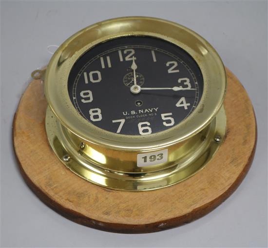 A Chelsea US Navy ships clock, c.1909, 3.5in.